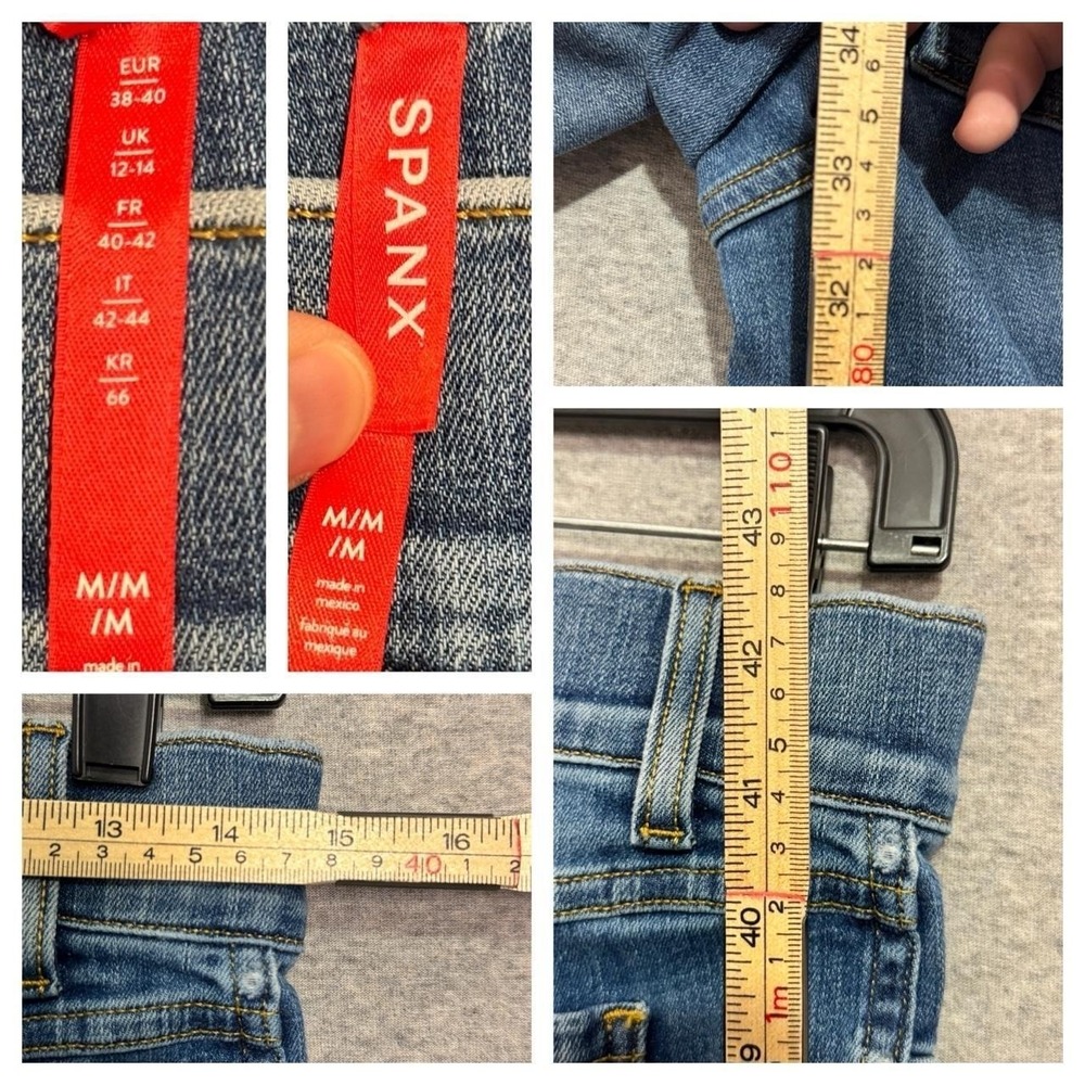 SPANX Flare Jeans Medium Wash Pull-On High Rise Stretch Women's M Shaping Y2K - Picture 8 of 8
